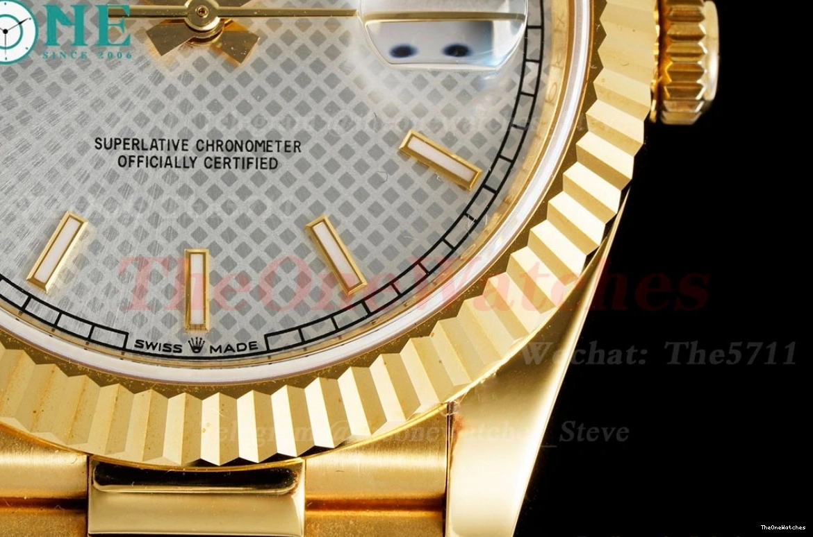 Textured DayDate Dial YG EWF YG 40mm A2836 Silver 0327